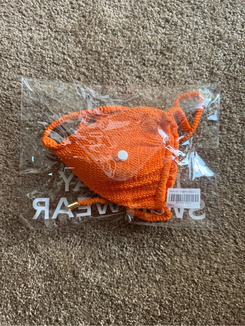 NWT Monday Swimwear Palma Top Tangerine Crinkle